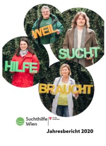 Cover des Jahresberichtes 2020 mit dem neuen Claim "Weil Sucht Hilfe braucht"